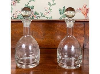 PAIR OF NICE QUALITY GLASS DECANTERS