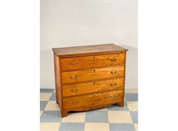 (4) DRAWER CHIPPENDALE TIGER MAPLE CHEST