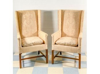PR HICKORY CHAIR UPHOLSTERED WINGBACKS
