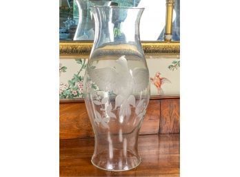 LARGE HURRICANE SHADE w FINELY ETCHED BIRD