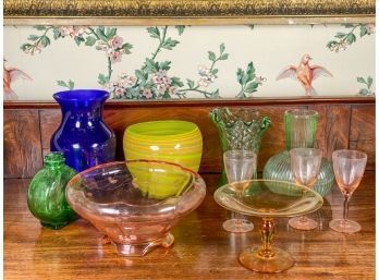 (10) PIECE COLORED GLASS LOT