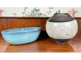 (2) PIECES OF SIGNED CONTEMPORARY ART POTTERY