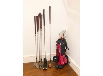 VINTAGE & CHILD'S GOLF CLUBS w STAND BAG
