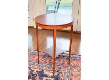 (2) TIERED ROUND TOP TABLE ON TAPERED LEGS
