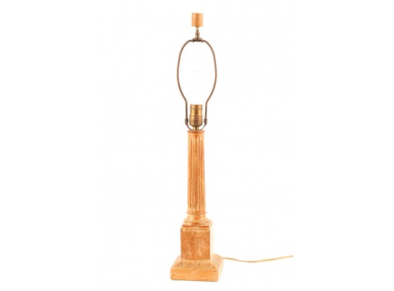 PICKLED WOOD COLUMNAR-FORM TABLE LAMP