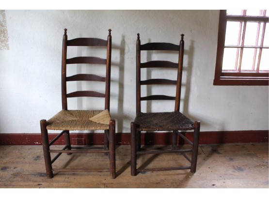 2 (18th c) Ladderback Side Chairs