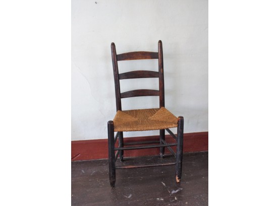 19th c Small Ladderback Side Chair with Rope Seat