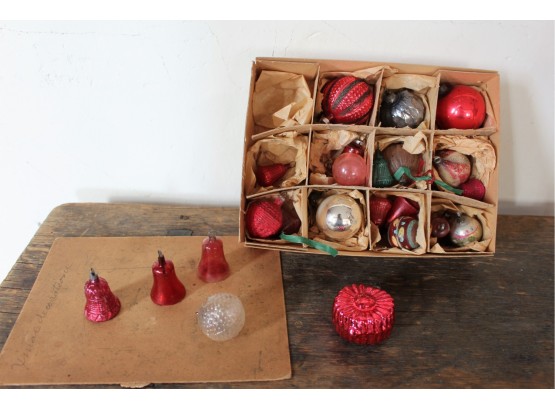 Box of Antique Glass Christmas Ornaments