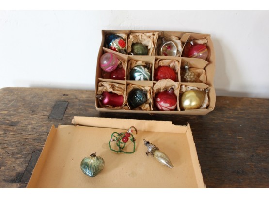 Box of Antique Glass Christmas Orinaments