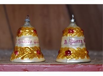 Pair of Glass Bell Christmas Ornaments