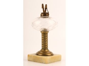(19thc) CUT GLASS FLUID LAMP With CAMPHENE BURNER