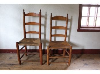 2 (18th c) Maple Ladderback Side Chairs