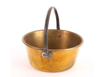 BRASS BUCKET with WROUGHT IRON HANDLE