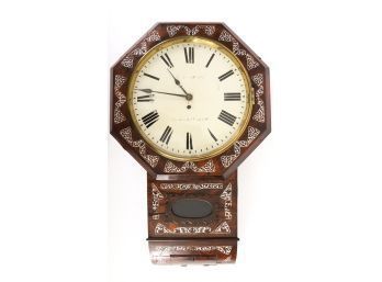 MOTHER OF PEARL INLAID CLOCK WITIH FUSEE MOVEMENT