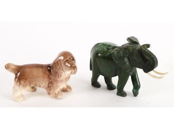 AFRICAN ELEPHANT and CERAMIC SPANIEL