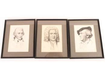(3) ENGRAVINGS OF COMPOSERS by W. PECH