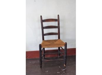 19th c Small Ladderback Side Chair with Rope Seat