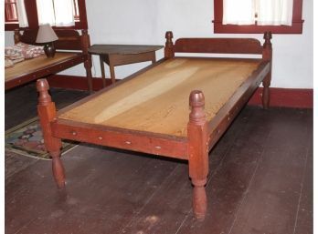 (19th c) Rope Bed in Red Paint