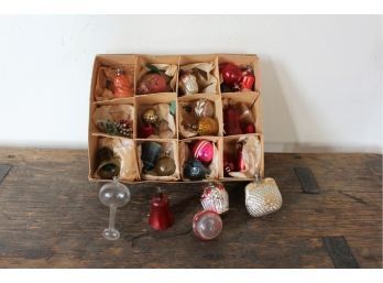 Box of Antique Glass Christmas Ornaments