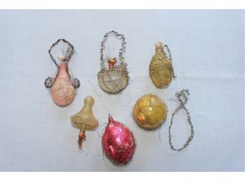 6) Antique Glass & Tinsel Christmas Tree Ornaments