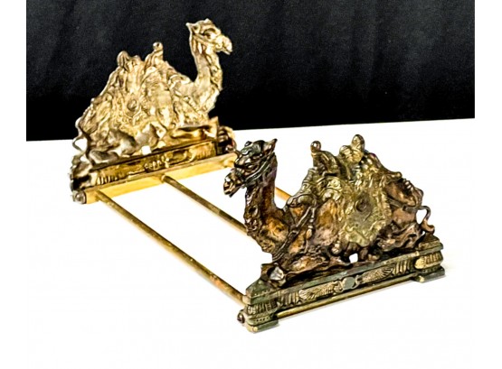 WONDERFUL ANTIQUE CAMEL FORM COLD PAINTED BRONZE BOOKENDS