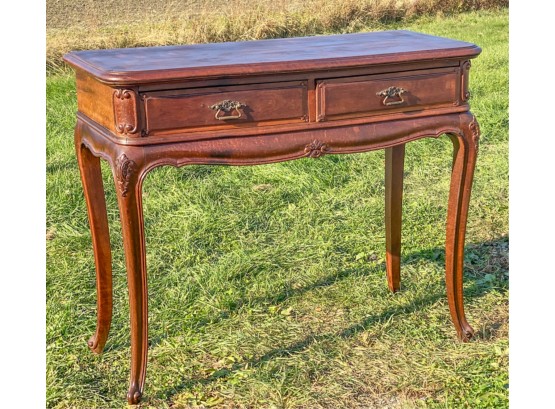 LOUIS XV STYLE WALNUT (2) DRAWER CONSOLE TABLE