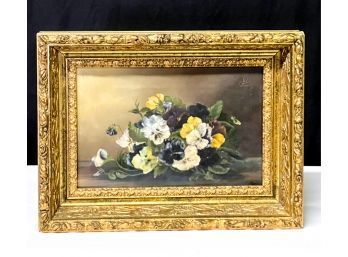 VICTORIAN OIL ON CANVAS IN CARVED GILT FRAME