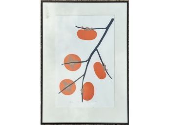 HENRY EVANS (1918-1990) SIGNED PERSIMMONS LINOCUT