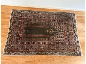 HAND KNOTTED PERSIAN PRAYER RUG w OLIVE FIELD