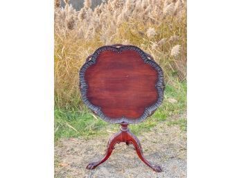 CHERRY CHIPPENDALE STYLE TILT TOP PIE CRUST TABLE