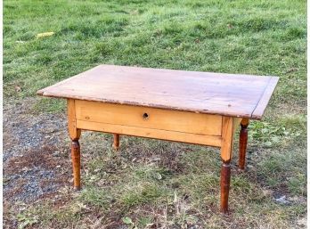 (1) DRAWER LOW TABLE with BREADBOARD ENDS