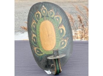 HAND PAINTED TIN SCONCE w CRIMPED EDGES