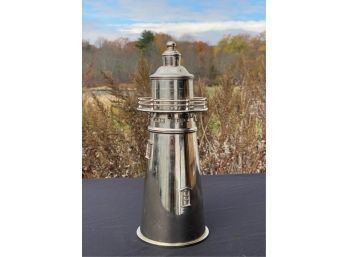 CHROME PLATED LIGHTHOUSE FORM COCKTAIL SHAKER