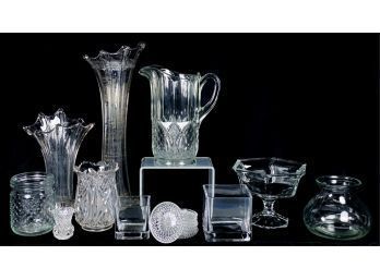 GROUP OF NICE QUALITY CUT/PRESSED/MISC CLEAR GLASS