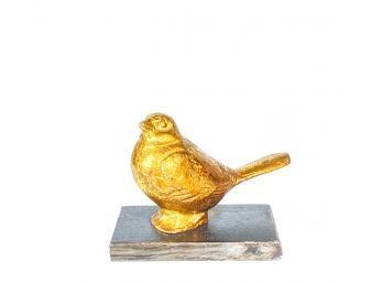 CAST SPARROW PAPERWEIGHT IN GOLD PAINT
