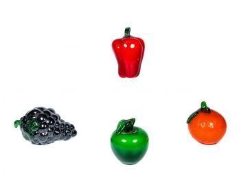 GROUP OF (4) BLOWN GLASS FRUITS