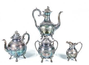 NICELY CAST (4) PIECE SILVER PLATED TEA SET