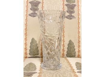 CUT & FROSTED GLASS FOOTED FLOWER VASE
