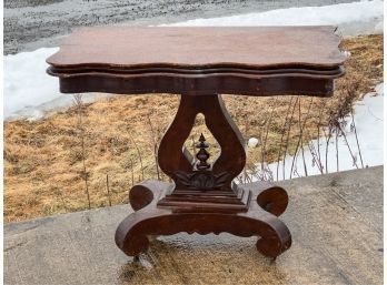 CARVED EMPIRE GAME TABLE with SERPENTINE TOP