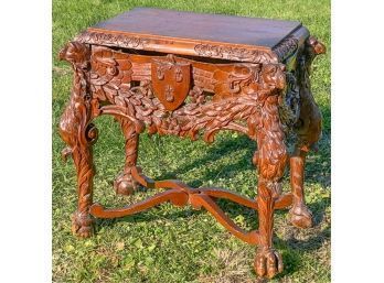 DRAMATICALLY CARVED CONSOLE TABLE w CREST & EAGLES