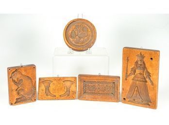 GROUP (5) VINTAGE CARVED COOKIE MOLDS