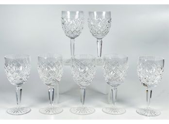 SET (7) CUT CRYSTAL WATERFORD WINE GLASSES