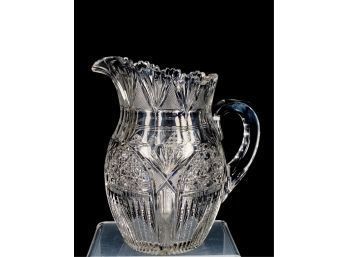 FINELY CUT HAWKES GLASS CRYSTAL WATER PITCHER
