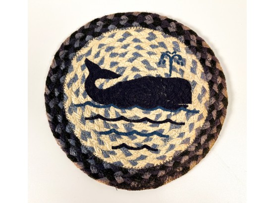 BRAIDED MAT with WATERSPOUTING WHALE