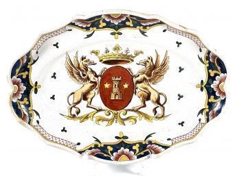(19th c) FAIENCE ARMORIAL TRAY with GRIFFINS