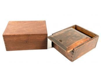 EARLY DOVETAILED CANDLEBOX And A JEWELRY BOX