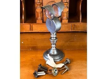 PEWTER LACE MAKERS LAMP with (2) MAGNIFIERS