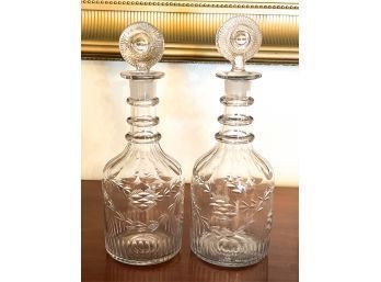 (2) SIMILAR BLOWN MOLDED DECANTERS