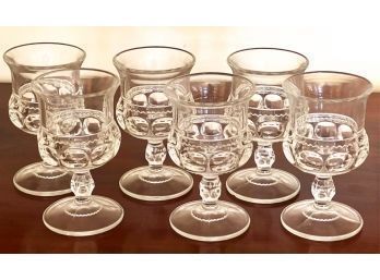 (6) THREE MOLD GLASS GOBLETS