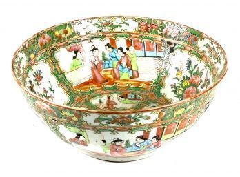 (19th c) CHINESE ROSE MEDALLION PUNCH BOWL